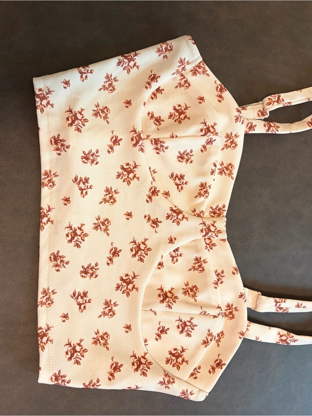 Altard State Floral Bustier Crop Top in Cream and Rust large